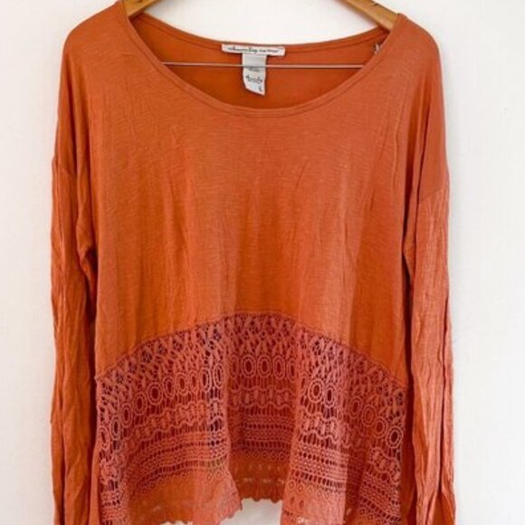 American Rag Lace Boho Top, Size Large - Picture 1 of 5